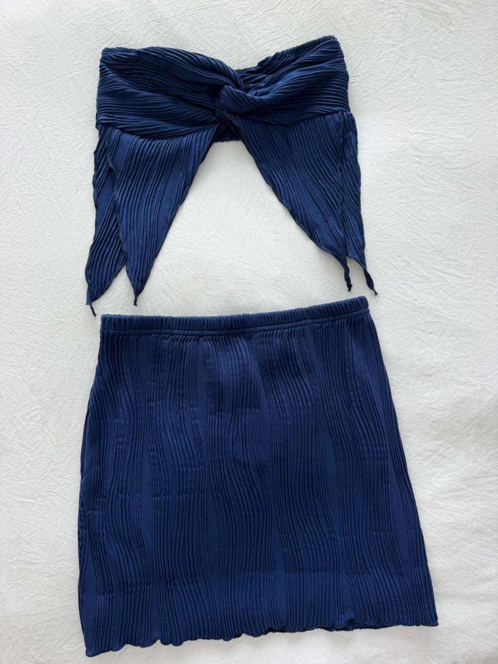 SHEIN Navy Blue Textured Two Piece Set